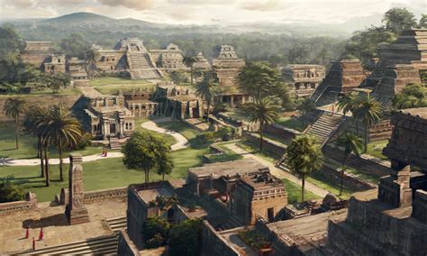 Artists rendition of Mayan Megalopolis in Northern Guatemala. 60,000 structures with a ...