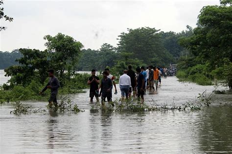 6 Dead Over 8 Lakh Affected As Flood Maroons Assam Brahmaputra Above