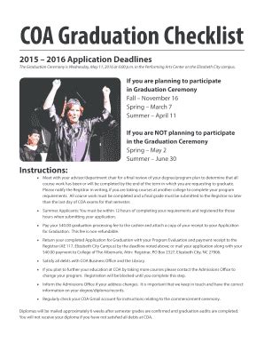 Fillable Online Albemarle COA Graduation Checklist Albemarleedu Fax