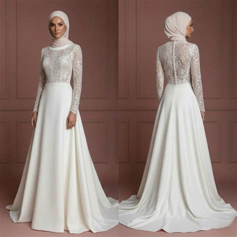 modest hijab wedding dress  train bridal gown muslim
