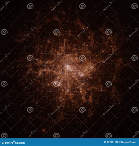 Lugansk Ukraine Street Lights Map Satellite View On Modern City At