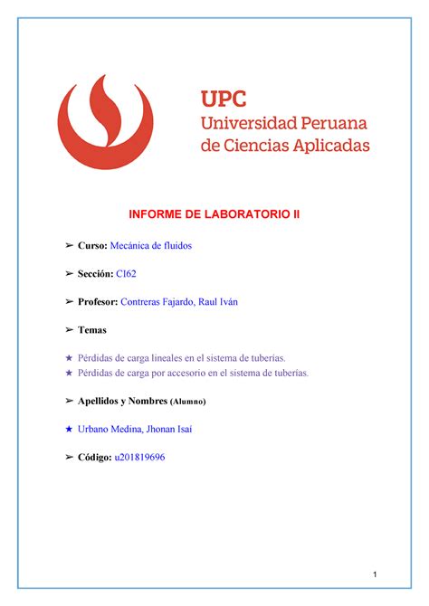 Lab2 Urbano Medina Jhonan Convertido INFORME DE LABORATORIO II Curso