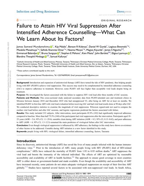 PDF Failure To Attain HIV Viral Suppression After Intensified