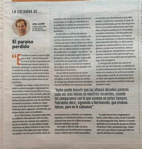 Axel Kaiser On Twitter Mi Columna De Hoy En Df El Para So Perdido