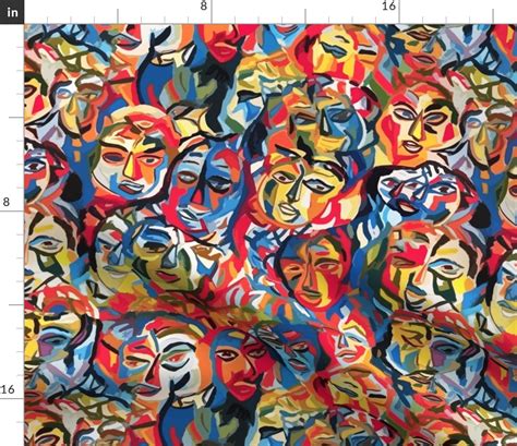 Picasso cubism faces Fabric | Spoonflower