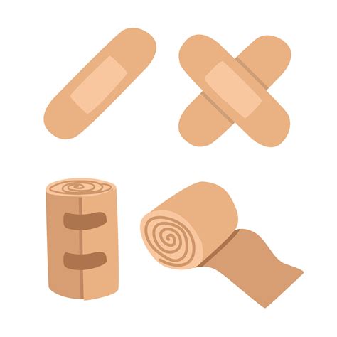 Medical Sticking Plaster Clipart Cartoon Style First Aid Elements