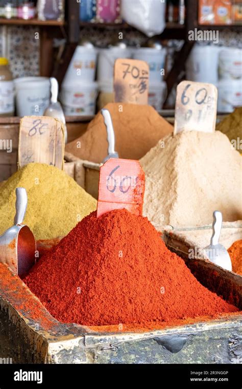 Loose Spices For Sale In The Spice Market La Mellah In The Jewish