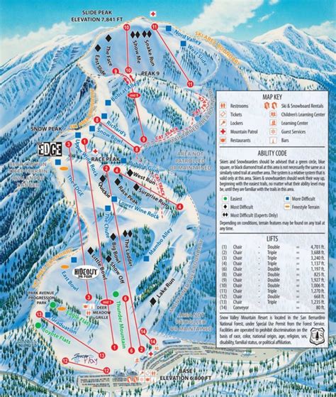 Snow Valley Trail Map | Liftopia - Southern California Ski Resorts Map | Printable Maps