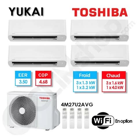 Pack Quadri Splits Toshiba RAS 4M27U2AVG E Et Yukai