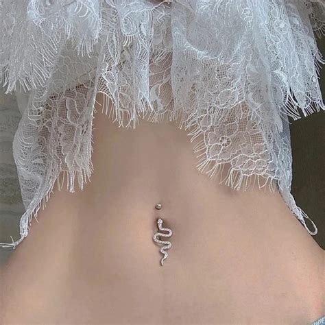 Anillos De Ombligo De Serpiente Para Mujer Y Ni A Piercing De Cristal