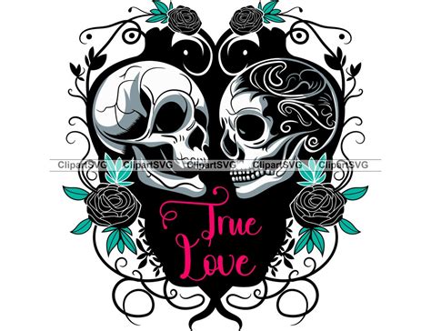 Skull Couple True Love Skeleton Valentine's Day Romantic Horror Gothic ...