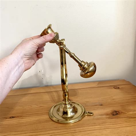 Vintage Brass Candlestick Holder Ship Gimbal Candle Nautical Gold Heavy Weight 11 Mint Moon