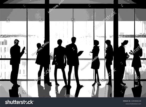 Silhouettes Employees Corporate Office Vector Image Stock Vector ...