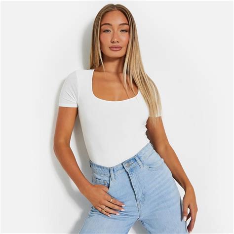 I Saw It First Double Layer Slinky Short Sleeve Bodysuit White