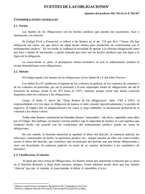 Fuentes De Las Obligaciones Pdf Bienes Ley Intención Derecho Penal