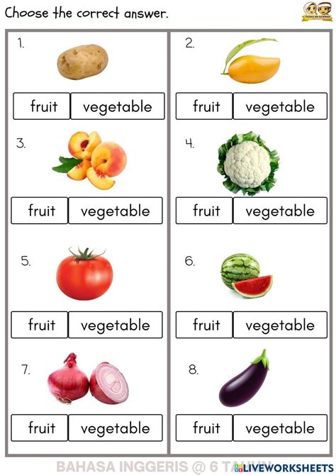 Fruits And Vegetables Classify Worksheet Artofit