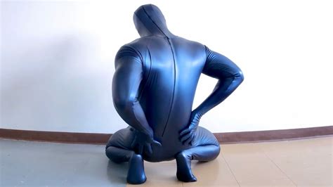 Review Zentai 4k2160p 60fps Zentai Suit From Metallic Silver Stretch Faux Leather Blue