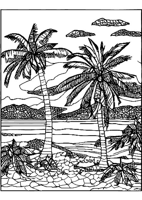 Beach Landscape Coloring Page · Creative Fabrica