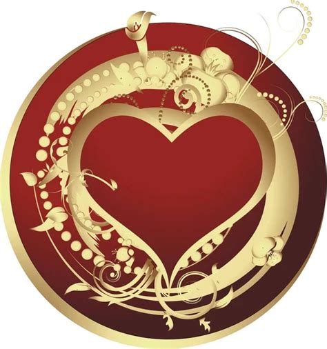 Heart Red Background Gold Ornament Stock Vector By ©designpicsinc 661757560