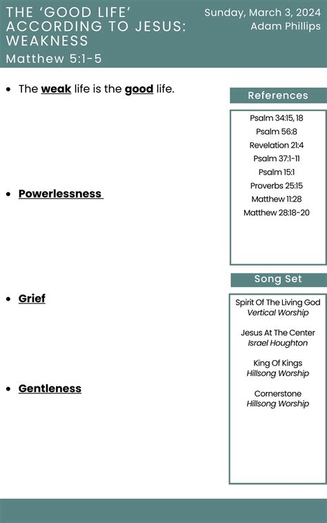 The Good Life According to Jesus: Weakness - Adam Phillips - Bethel Church