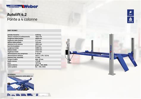 Ponte Sollevatore A 4 Colonne Weber Expert Serie Autolift 4 2