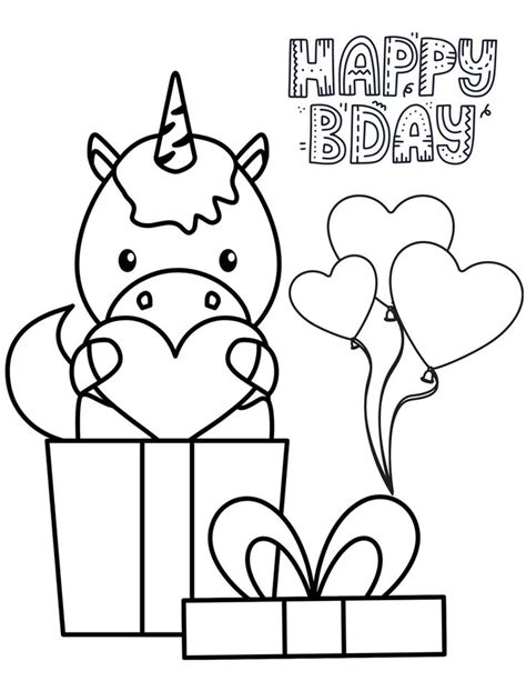 Printable Happy Birthday Unicorn Coloring Pages