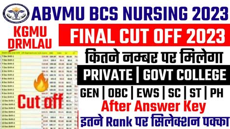 Abvmu Cut Off Bsc Nursing 2023 Abvmu Answer Key 2023 Abvmu Result 2023