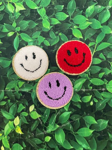 Chenille Patch Smiley Face Iron On Patch Chenille Iron On Patch Etsy