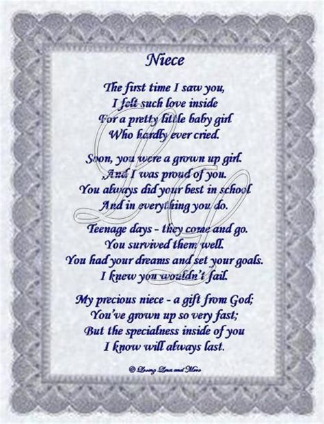 I Love My Niece Quotes And Pics Niece Poem Is About A Special Niece Poem May Be Personalized