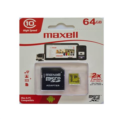 Tarjeta De Memoria MicroSD Con Adaptador SD Maxell 64 GB