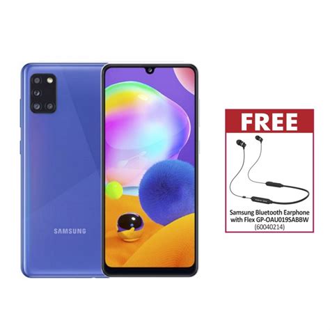 Samsung Galaxy A31 Blue And Free Samsung Bluetooth Earphone With Flex Gp