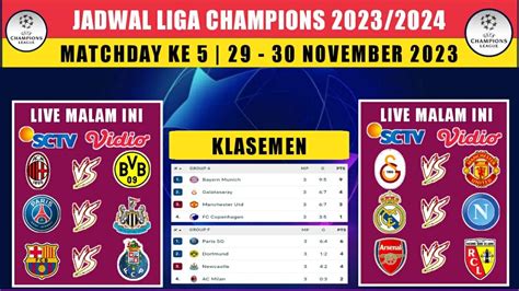 Jadwal Liga Champions 2023 Pekan 5 Milan Vs Dortmund Galatasaray Vs