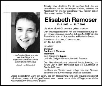 Traueranzeigen Von Elisabeth Ramoser Trauer Bz