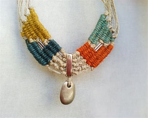 Fiber Tribal Necklace Bohemian Necklace Statement Collar