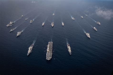 Italian Navy ships during the first part of the annual exercise Mare ...