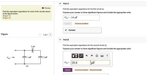 Solved Part A Review Find The Equivalent Capacitance For Each Of The Circuits Shown In The