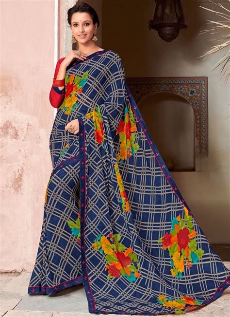 Shop Online Abstract Print Multi Colour Printed Saree 125555