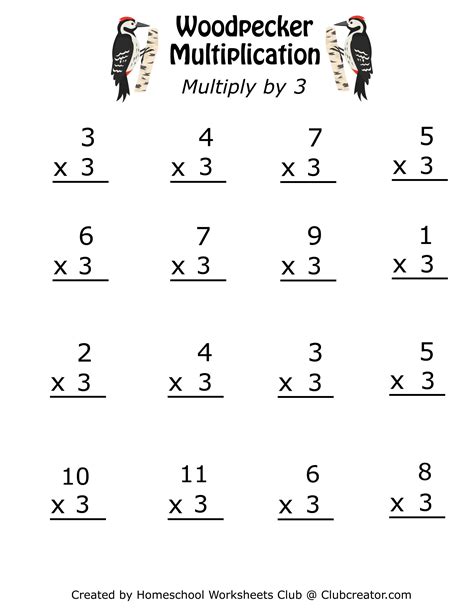 Multiplication 3s Worksheets