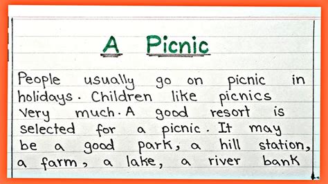 Write An Essay On A Picnic In English Essay Writing A Picnic Youtube