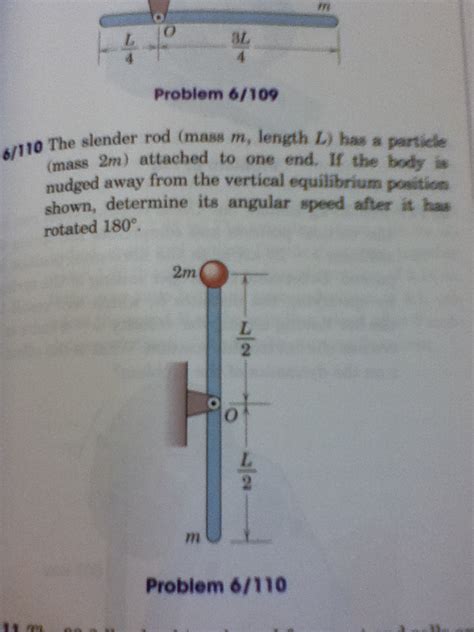 Solved The Slender Rod Mass M Length L Has A Particle Chegg