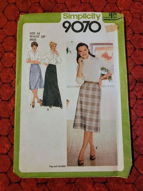 1979 Vintage Simplicity Skirt Pattern 9070 Size 14 Waist 28 Etsy Simplicity Patterns