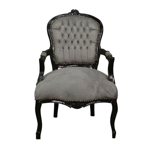 Fauteuil Louis Xv Tissu Velours Gris Fauteuils Louis Fauteuil