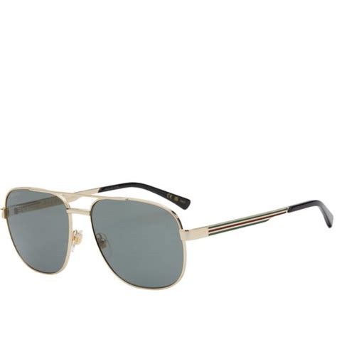 Gucci Navigator Sunglasses Gold Gold Grey GG1223S 002 Solesense