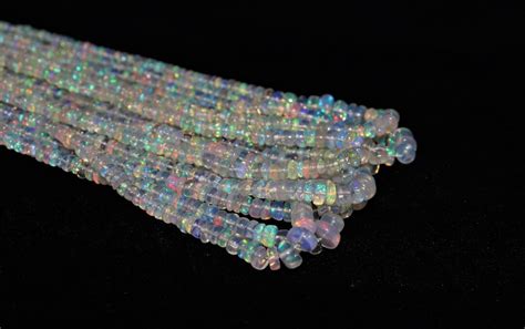 AAA Ethiopian Opal Smooth Rondelle Beads 100 Natural Ethiopian Fire