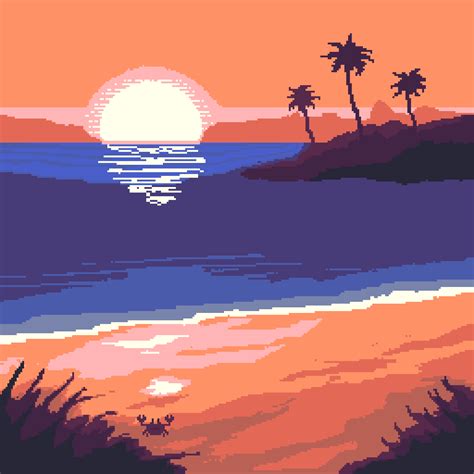 A little beach I made :) : r/PixelArt