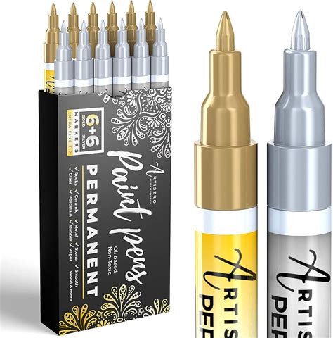 Artistro Gold Silver Paint Pens Set Of Oil Based Extra Fine Tip