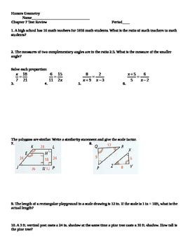 Honors Geometry Chapter 7 Similarity By Math20172018 TPT