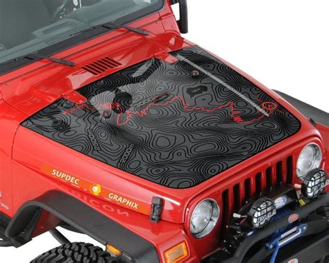 Jeep Wrangler Tj Blackout Topographic Map Adventure Trip Vinyl Hood Decal