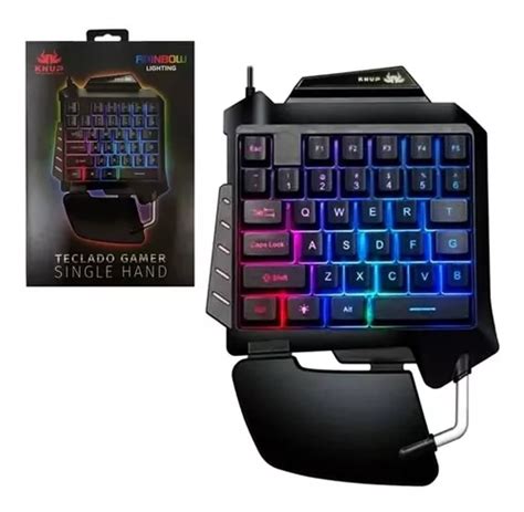 Teclado Gamer Semi Mecanico One Hand Single Reduzido Led Rgb