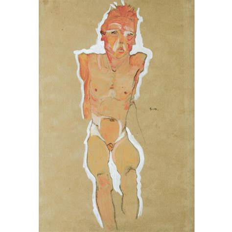 Egon Schiele MÄNNLICHER AKT MIT VERKÜRZTEN ARMEN MALE NUDE WITH